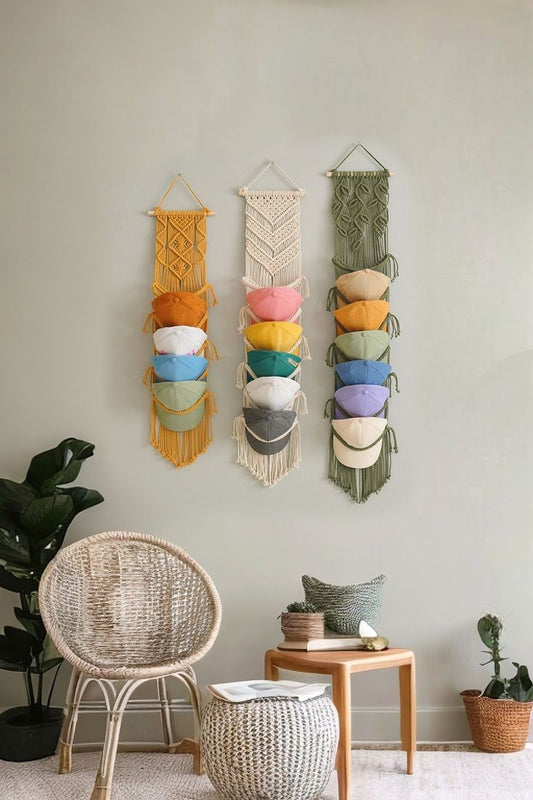 Macrame cap hanger