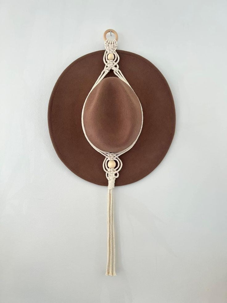 Macrame hat hanger
