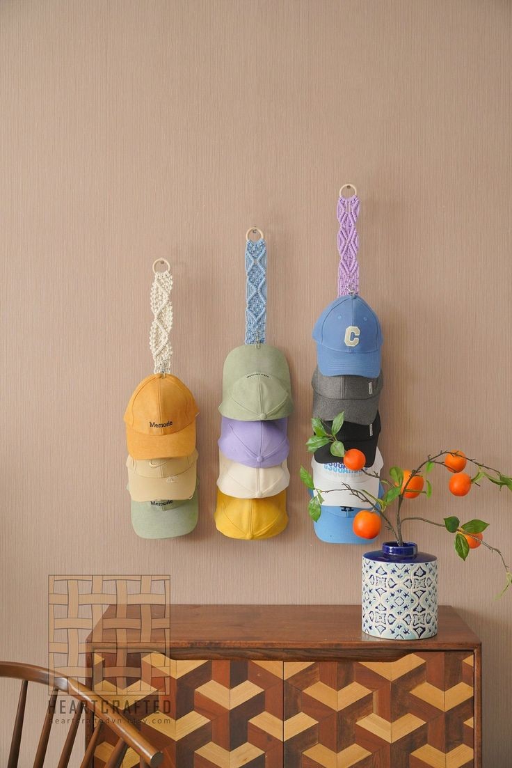 Macrame cap hanger
