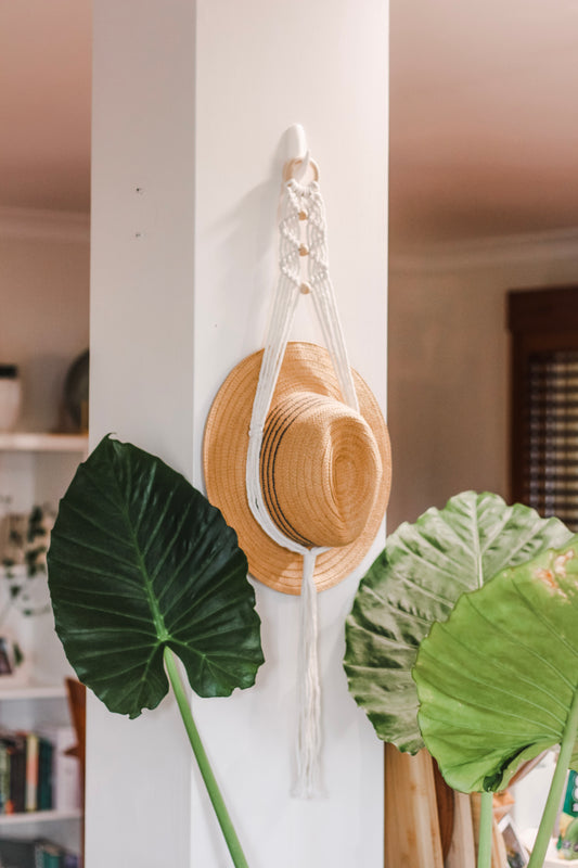 Macrame hat hanger