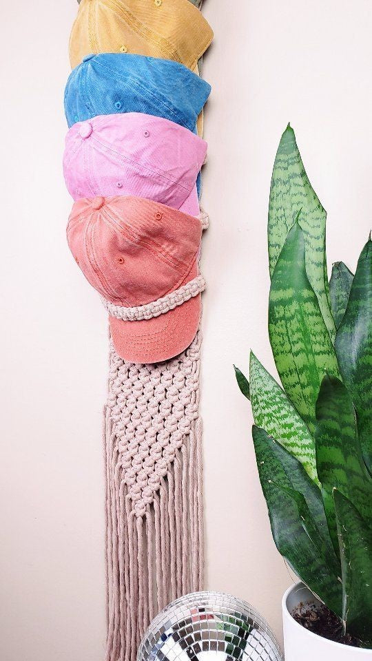Macrame cap hanger