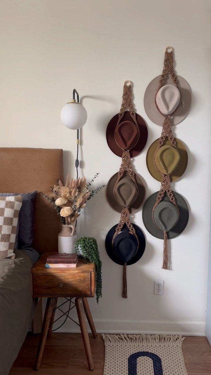 Macrame hat hanger
