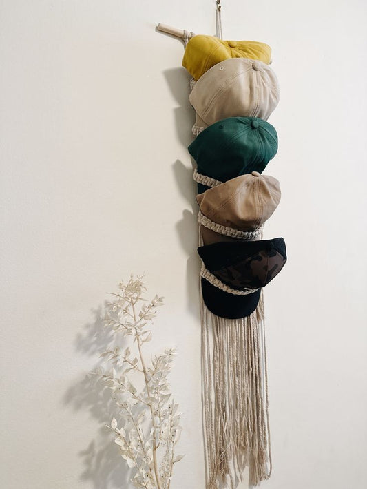 Macrame cap hanger
