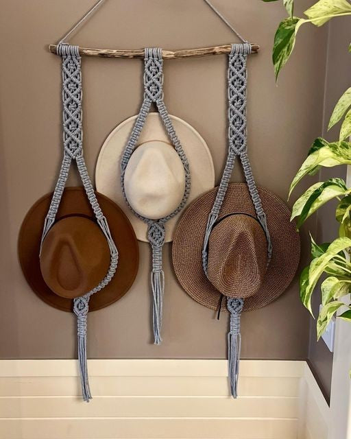 Macrame hat hanger