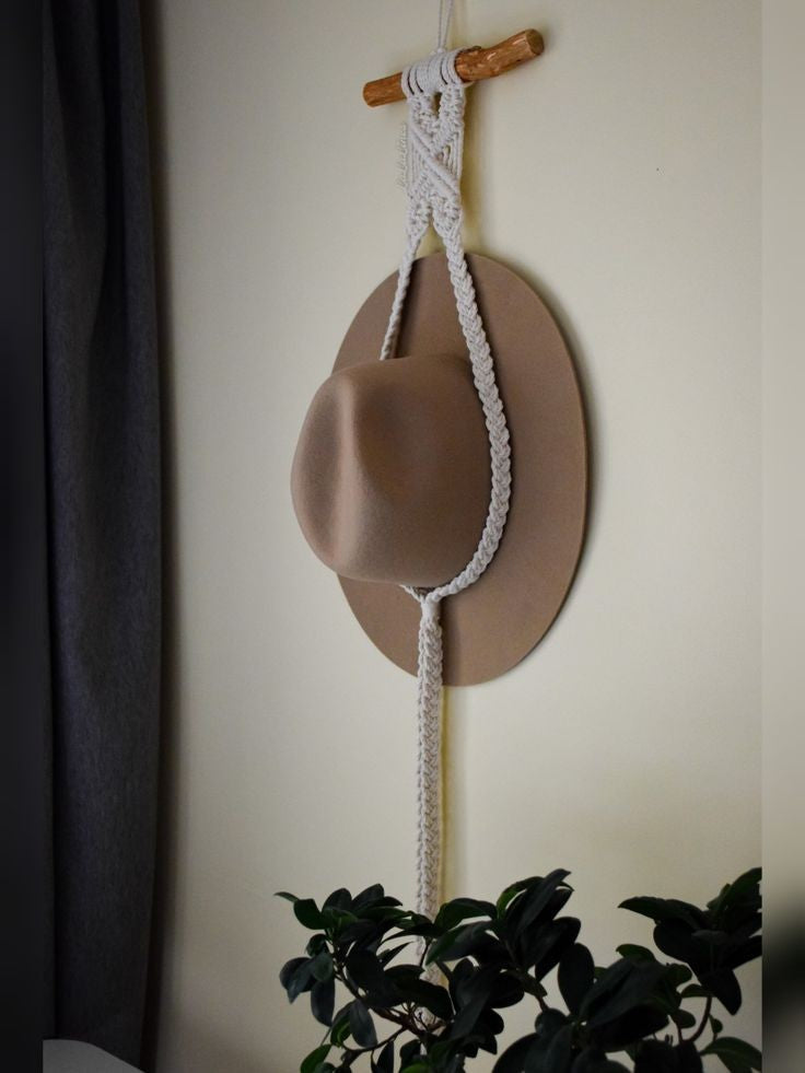 Macrame hat hanger