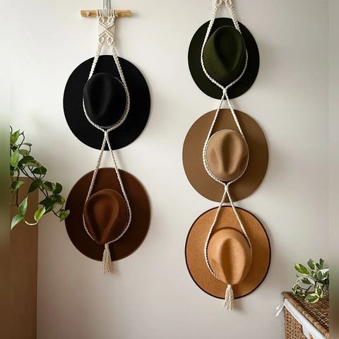 Macrame hat hanger
