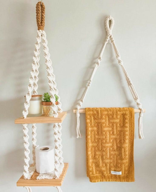 Macrame paper towel holder