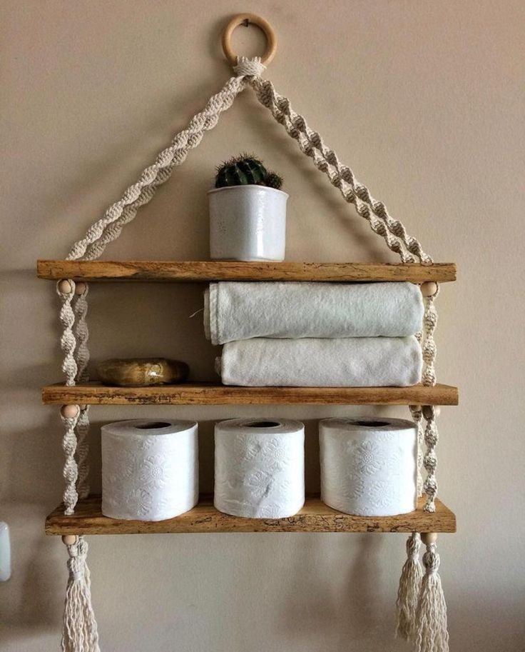 Macrame paper towel holder