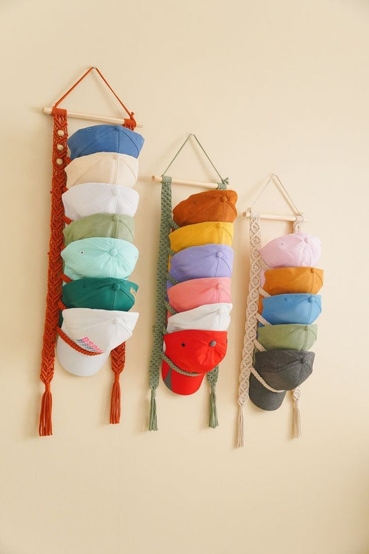 Macrame cap hanger