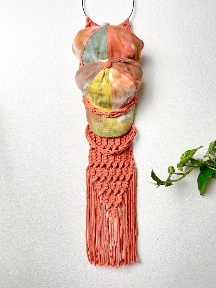 Macrame cap hanger