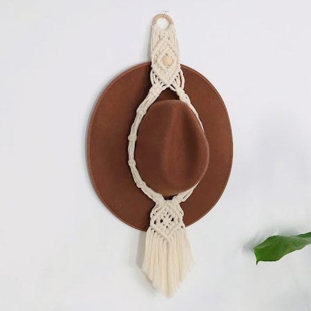 Macrame hat hanger