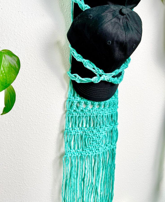 Macrame cap hanger