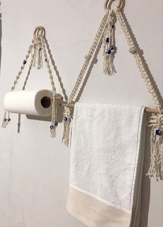 Macrame paper towel holder