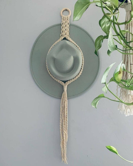Macrame hat hanger