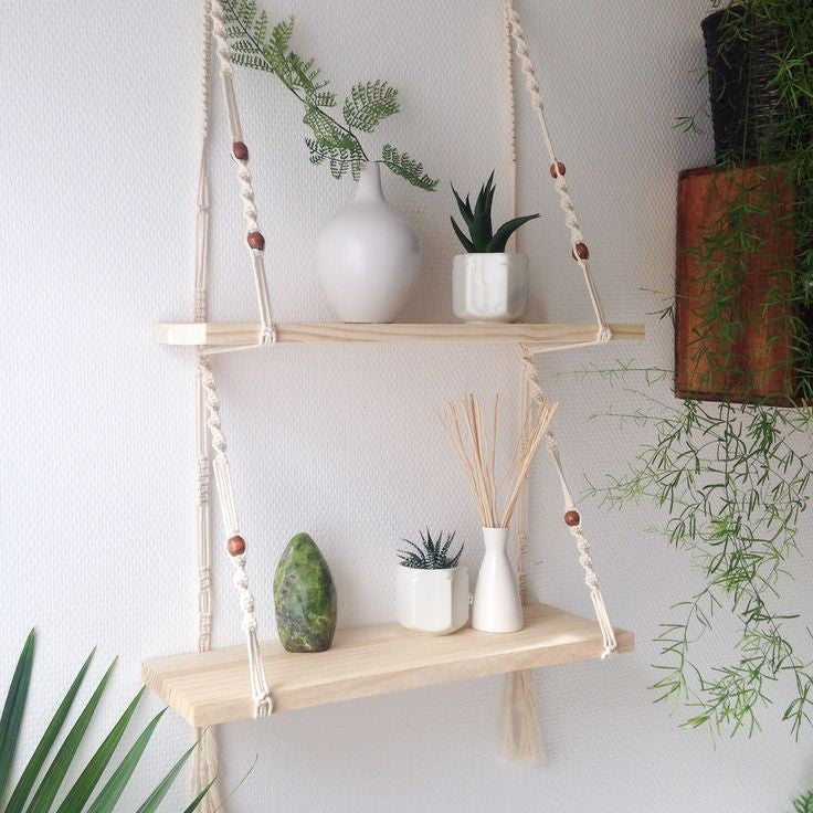 Macrame hanging shelf
