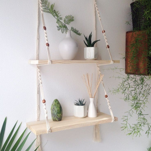 Macrame hanging shelf