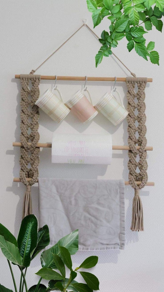 Macrame paper towel holder