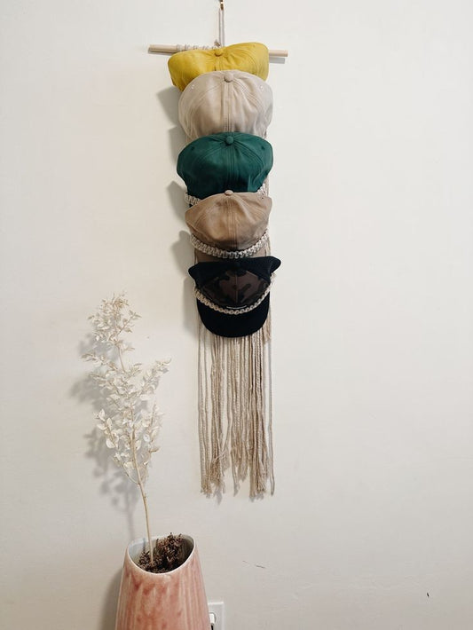 Macrame cap hanger