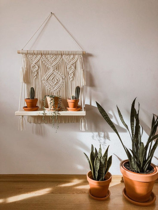Macrame hanging shelf
