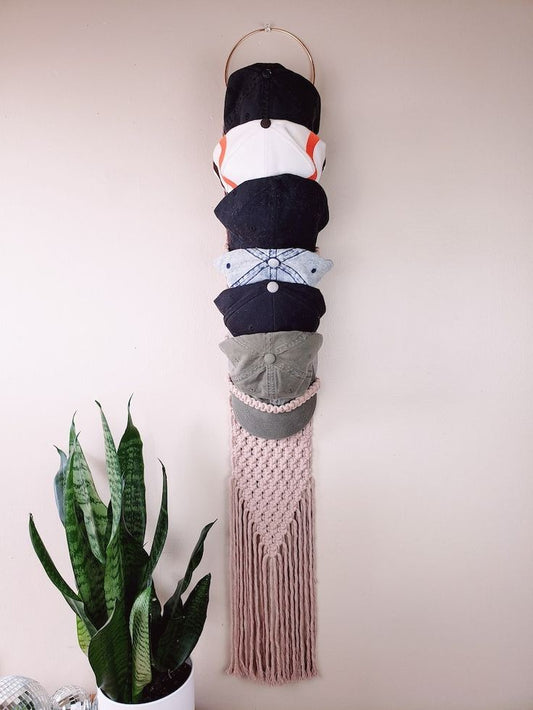 Macrame cap hanger