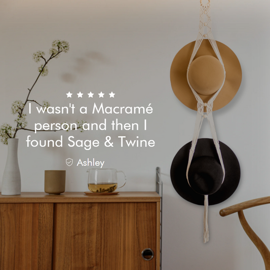 macrame march update sage and twine co hat hanger testimonial