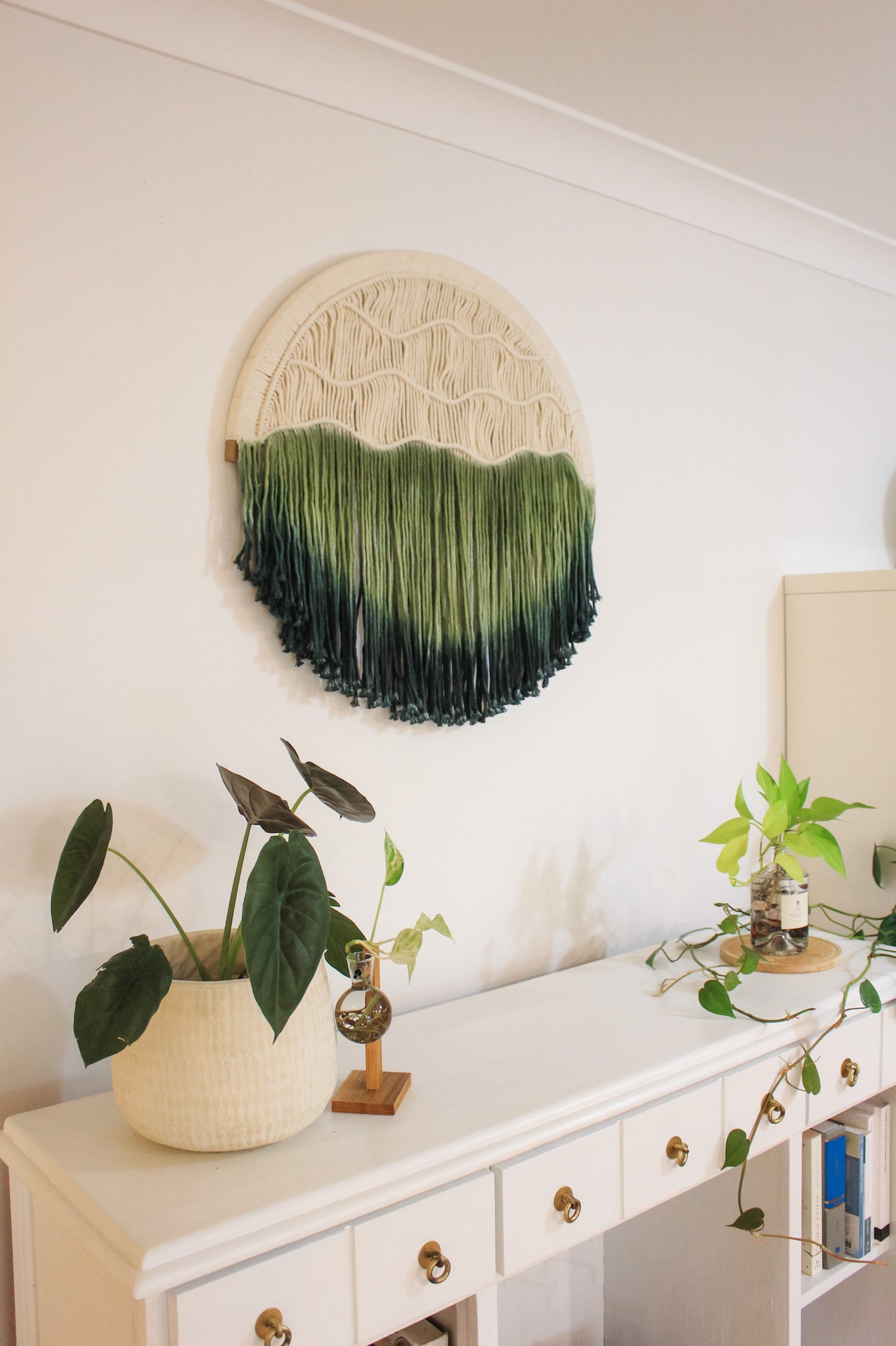 Amelia – Large Green Circle Macrame Wall Hanging