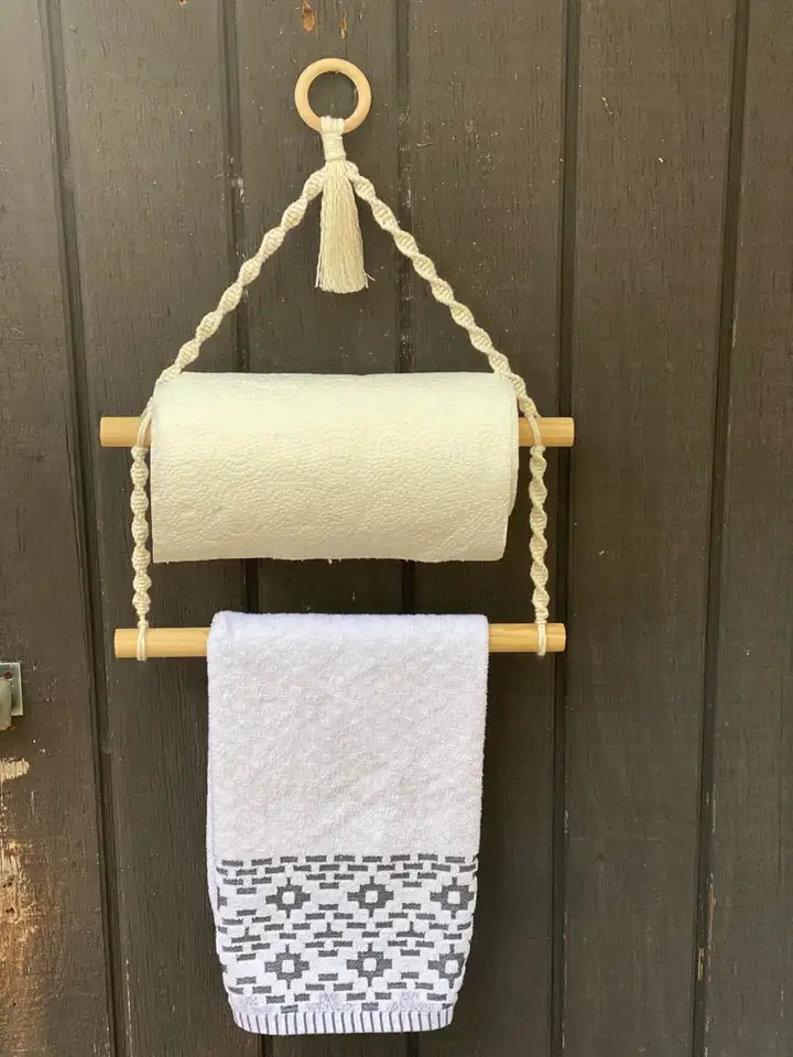 Double Macrame Paper Towel Holder