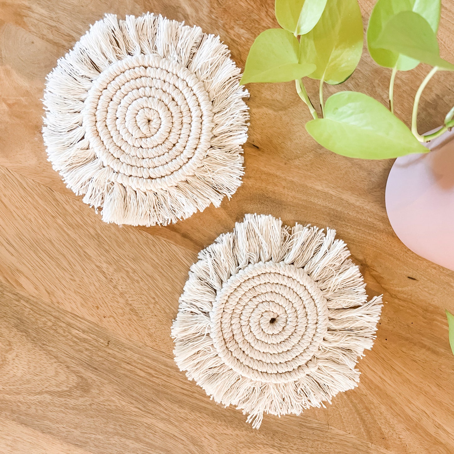 Lucy - Macrame Coaster Pair