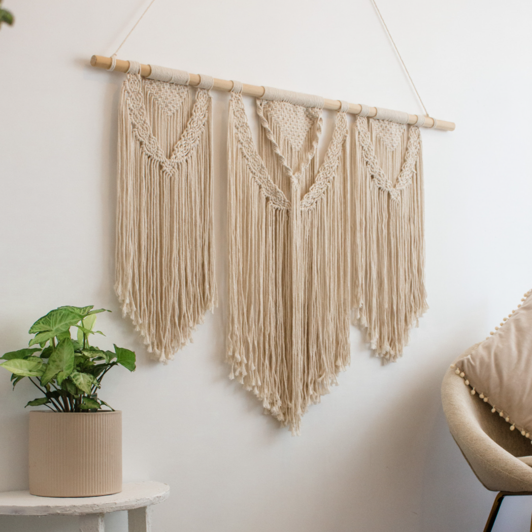 florence macrame wall hanging is a fun holiday project. this peice is handmade by australian macrame brand sage and twine co.