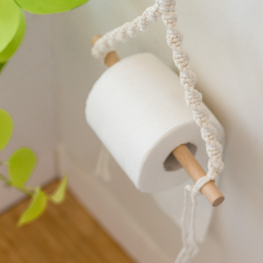 macramé toilet roll hanger