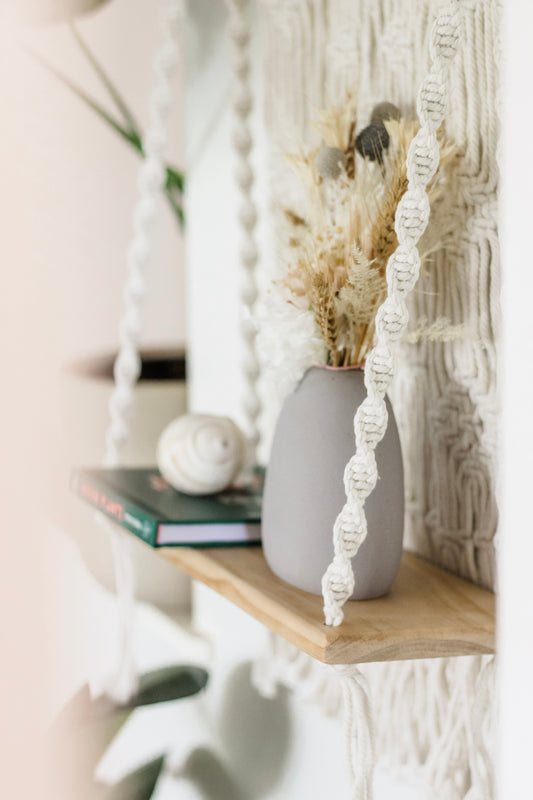 beautiful macrame shelf by sage and twine co the sustainable Australian macramé brand 