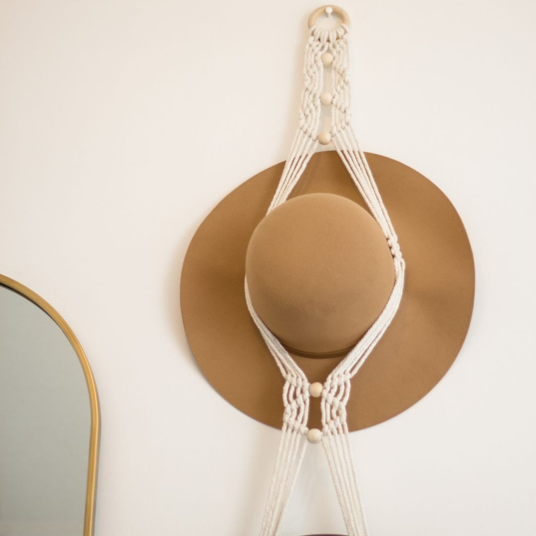 Sage & Twine Blog post about Tips for Decluttering and Displaying Your Stylish Hats Using a Stylish Macramé Hat Hanger