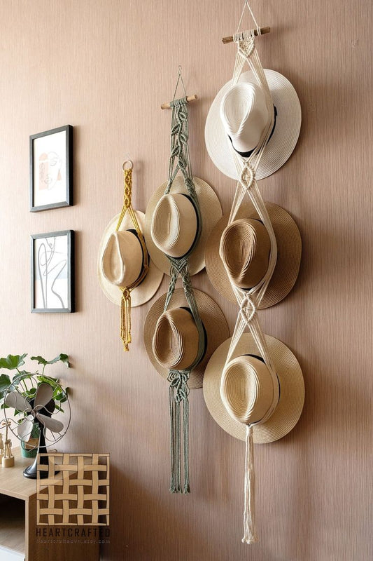 Macrame hat hanger 