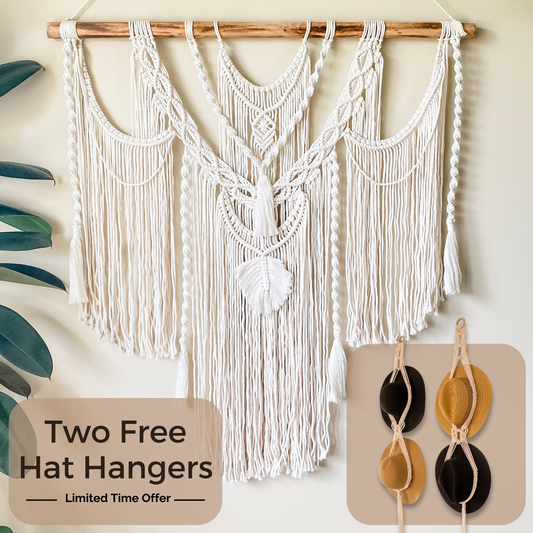 Harper - Large Macrame Wall Hanging + 2x Macramé Hat Hangers FREE