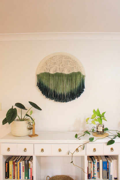 Amelia – Large Green Circle Macrame Wall Hanging