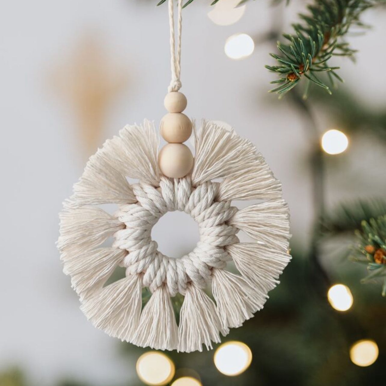 Macrame Christmas Tree Ornaments. Snowflake, macrame arch green and gold, macrame candy cane, for Christmas tree Decorations