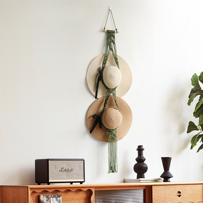 Dawn - Green Double Macrame Hat Hanger