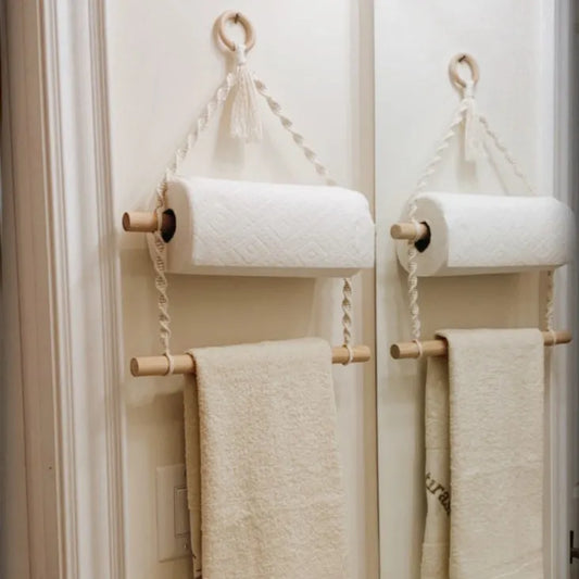 Double Macrame Paper Towel Holder