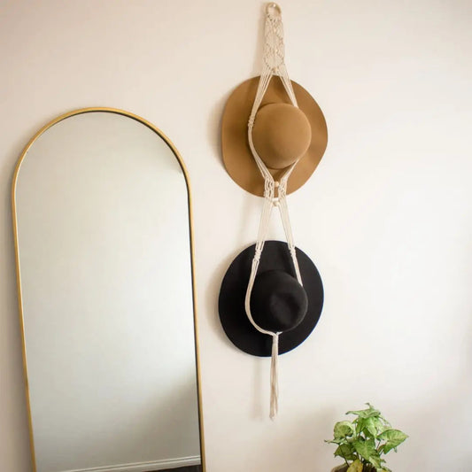 Double Macrame Hat hanger Handmade by Australian Buisness Sage & Twine